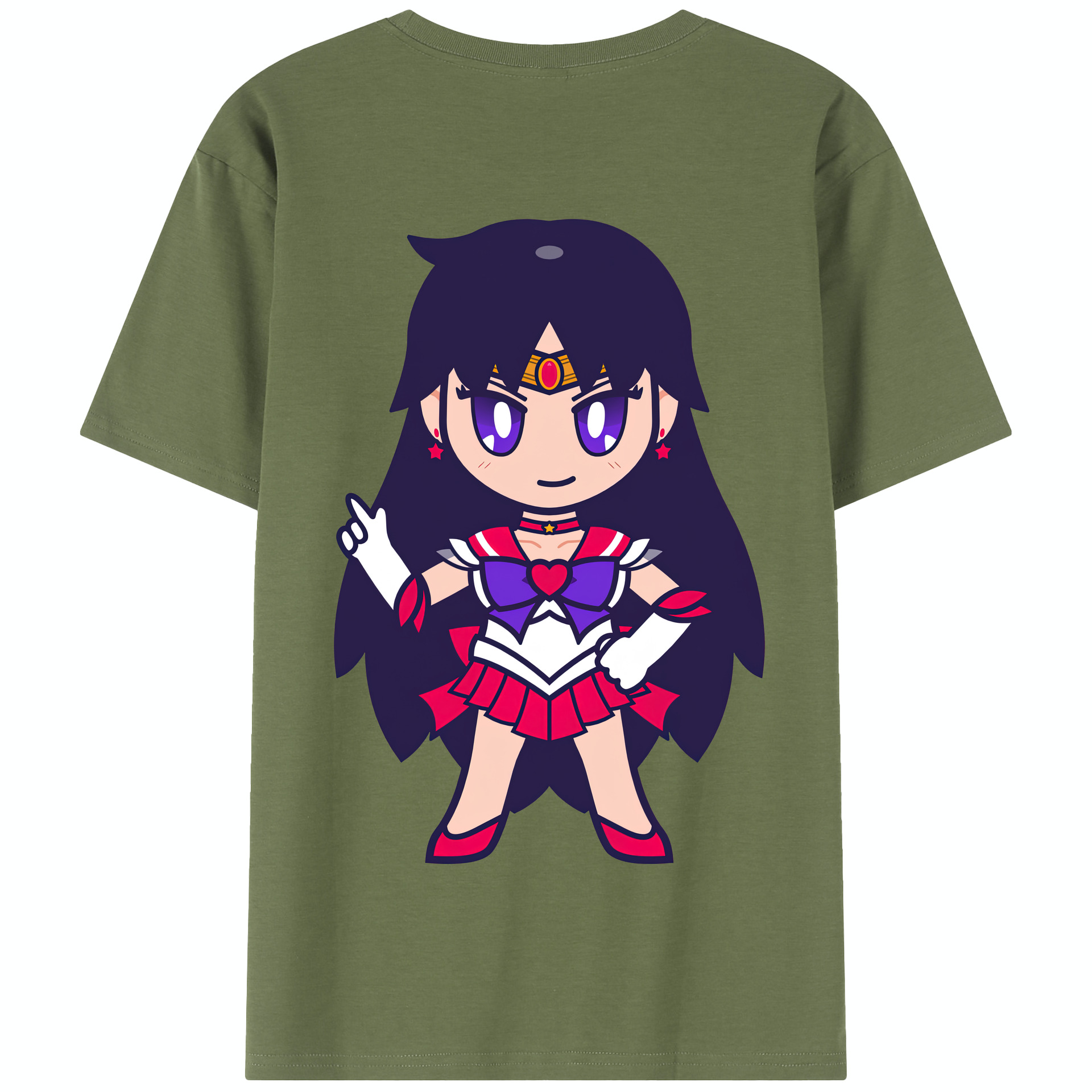（画像用） 美少女戦士セーラームーン 火野レイ ひの レイ Sailor Moon Hino Rei （セーラーマーズ,Sailor Mars） 綿100％半袖Tシャツ（背面プリント）